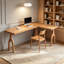 Bureau en bois massif en L Burlywood