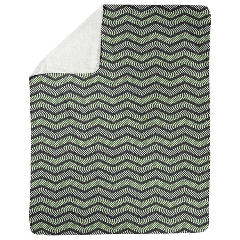 Couverture polaire à chevrons ondulés, l 60 po x L 80 po, Noir / Vert