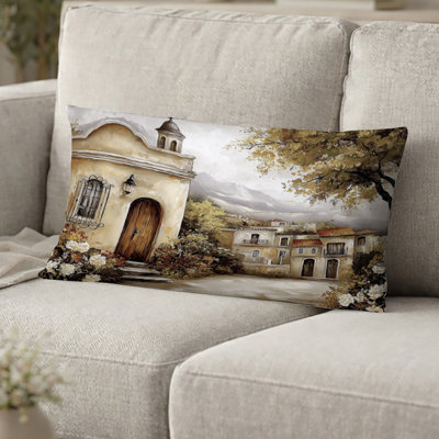 Coussin décoratif Vintage Village mexicain dans les montagnes II - imprimé mexicain