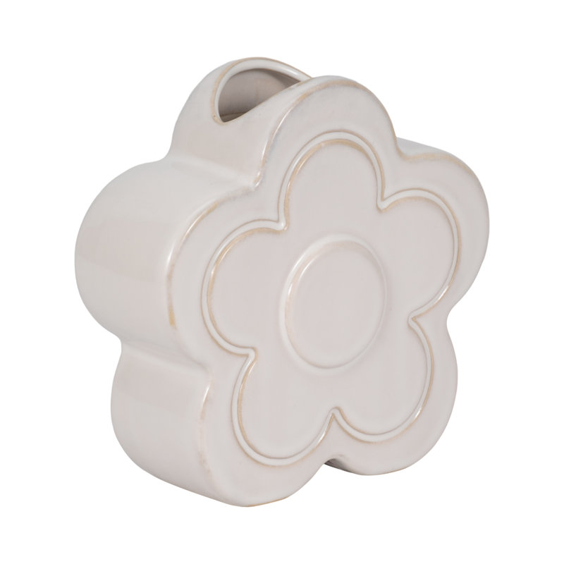 Sagebrook Home 7" Flower Power Object Vase, Ivory