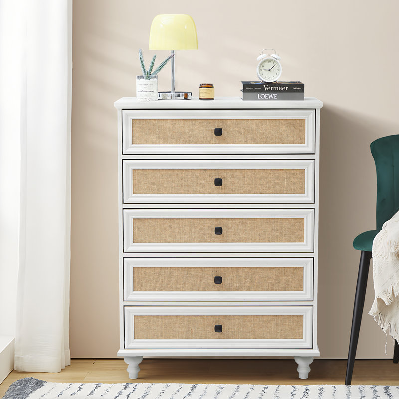 Commode décorative 5 tiroirs, Beige