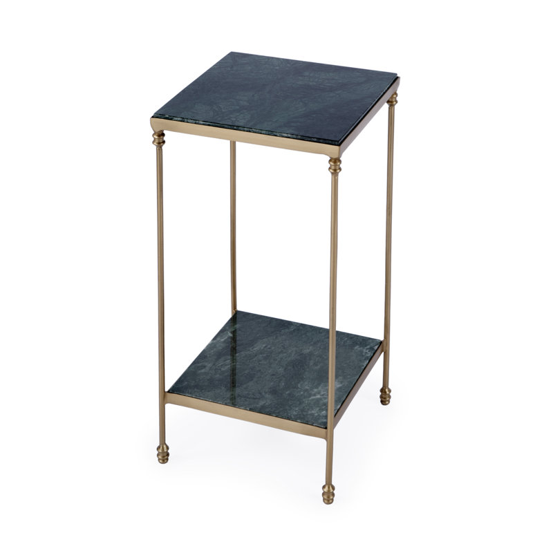 Larkin Marble & Iron Side Table, Green Marble/Gold