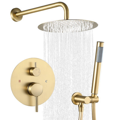 Système de douche rond moderne, pomme de douche à pluie avec douchette, ensemble de robinet de douche