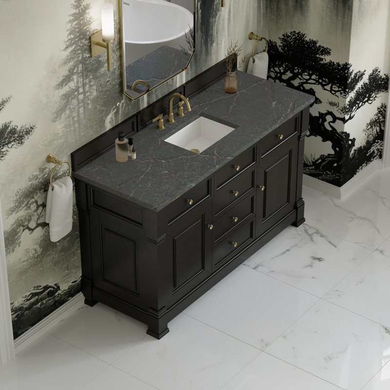 Brookfield Single Vanity, Widespread, Parisien Bleu, Black Onyx