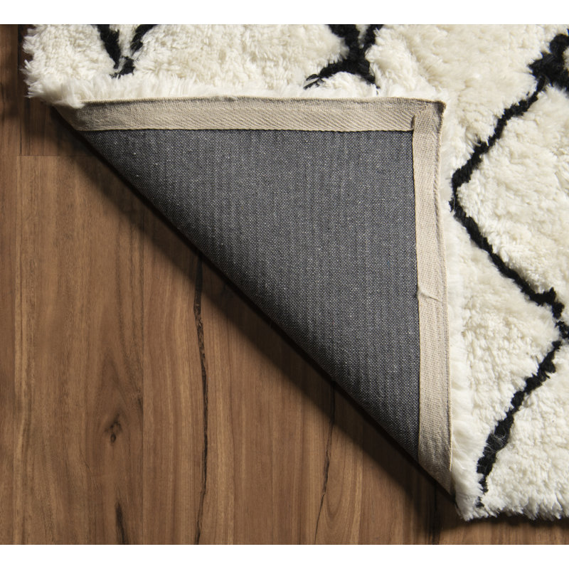 Tapis à poil long marocain ivoire, Tapis de couloir 2 pi x 8 pi