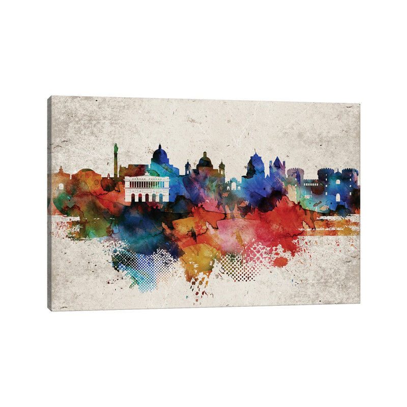 Naples Abstract Skyline by WallDecorAddict - Wrapped Canvas Painting, 66.04 cm H x 45.72 cm W