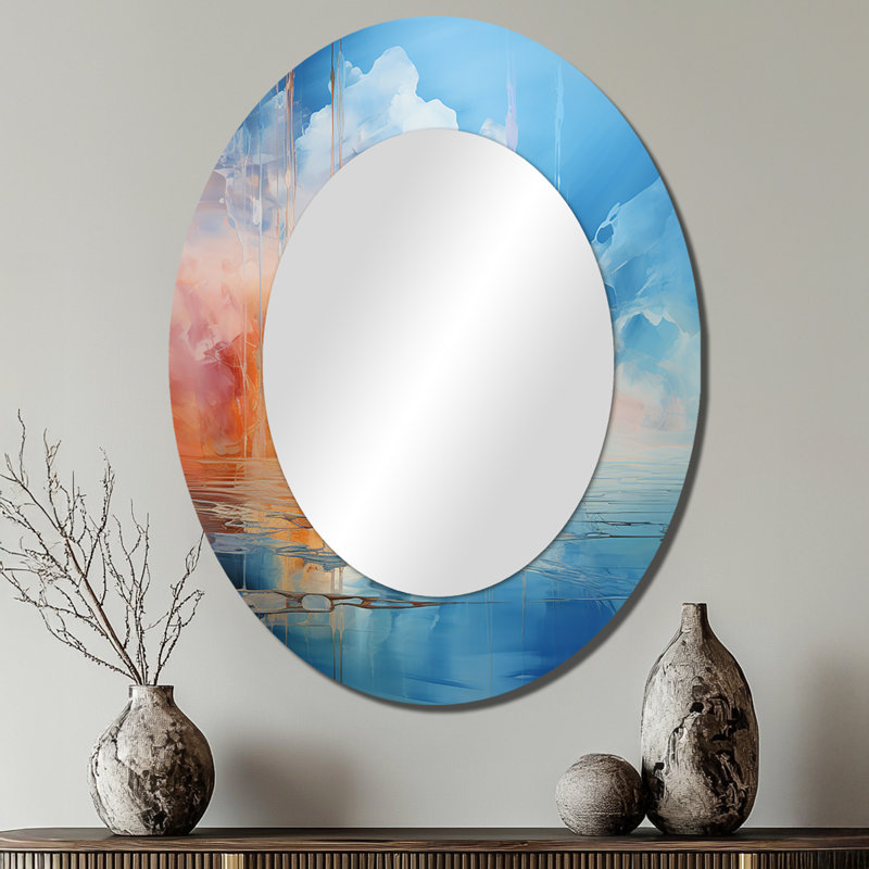 Clouds Skys Canvas I - Miroir décoratif ovale sur métal, 40 po x 30 po