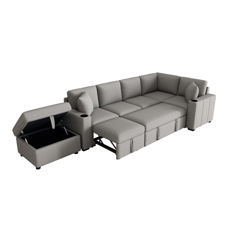 Canapé-lit modulaire convertible en L 84,7 po, Gris