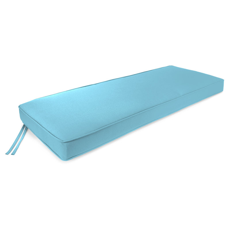 47" x 17" Outdoor Bench Cushion with Ties and Welt, Blue