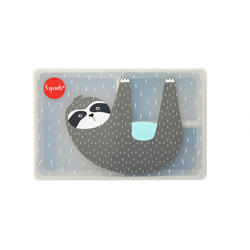 3 Sprouts - Silicone Lunch Bento Box for Kids - Food Storage Container - Sloth