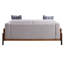 Causeuse en tissu et noyer avec 2 coussins décoratifs