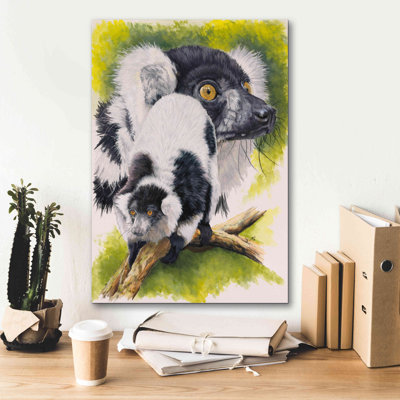 «Black White Lemur» par Barbara Keith - peinture sur toile tendue