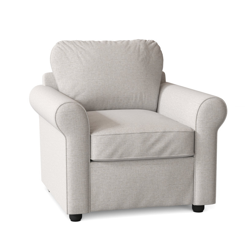 Warrington Upholstered Armchair, Drusky Ivory Sustain® Basketweave