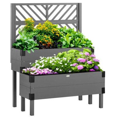 Outsunny Raised Garden Bed With Trellis