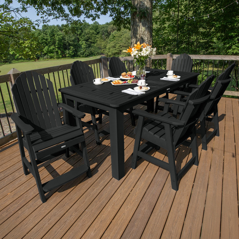 Ensemble repas 7 pièces Macias, Noir, H 36 po x l 42 po x L 72 po 