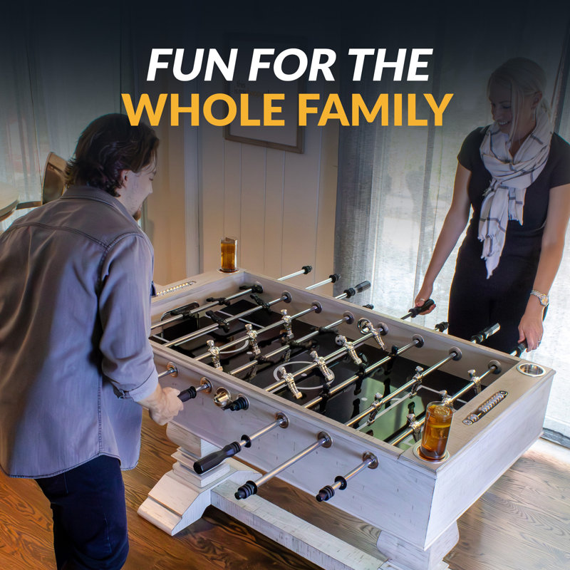 Hathaway Montecito 55 inch Foosball Table Adult Size for Family Game Rooms - With Smooth Playfield, Dual Abacus Scoring, ABS Weighted Players, Sturdy Leg Levelers & 2 Foosballs – Driftwood