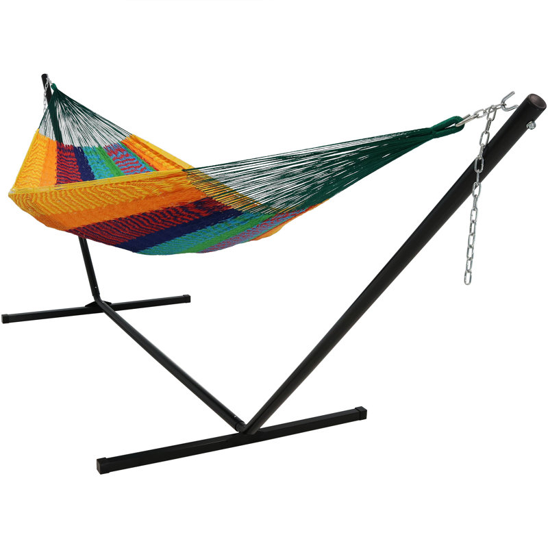 Multicolore hamac pour famille en coton tissé à la main avec support Waldstrmidt, Vert / Jaune/bleu