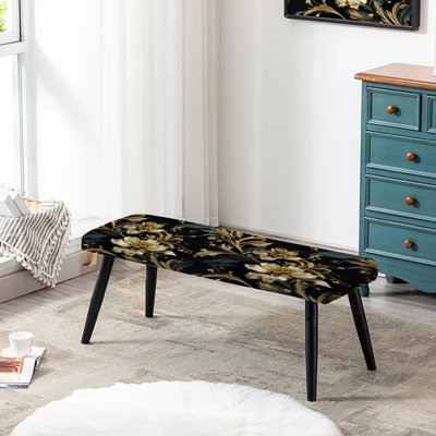 Banc rembourré damassé Serenity Gold