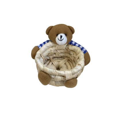 Bear  Storage Basket  Grass Weaving Student Desktop Office Grass Weaving Miscellaneous Storage Basket Bear  Storage Basket  Straw