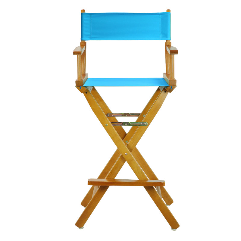 30" Folding Director Chair with Canvas, Honey Oak, Turquoise