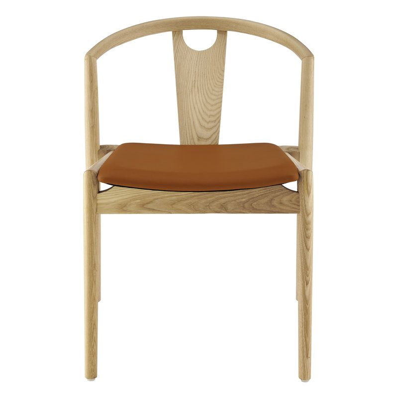 Chaise en cuir Ambra, 1, Similicuir brun foncé / structure naturelle