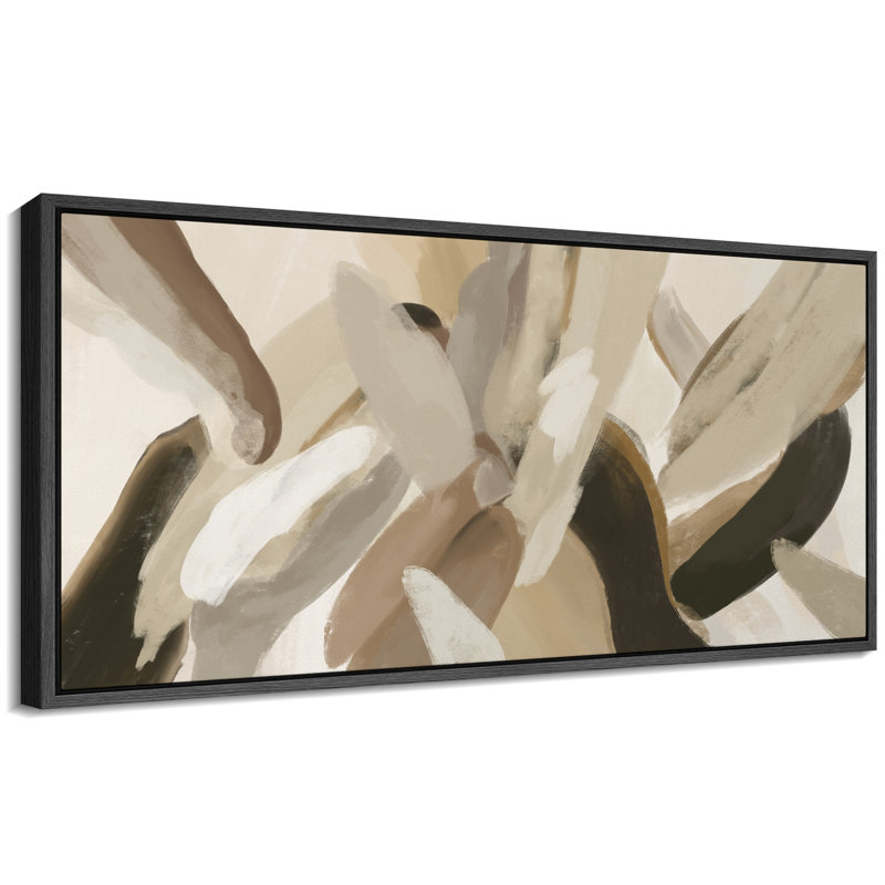 Art abstrait moderne aux tons doux, H 30 po x l 60 po, Noir, noir, noir, noir