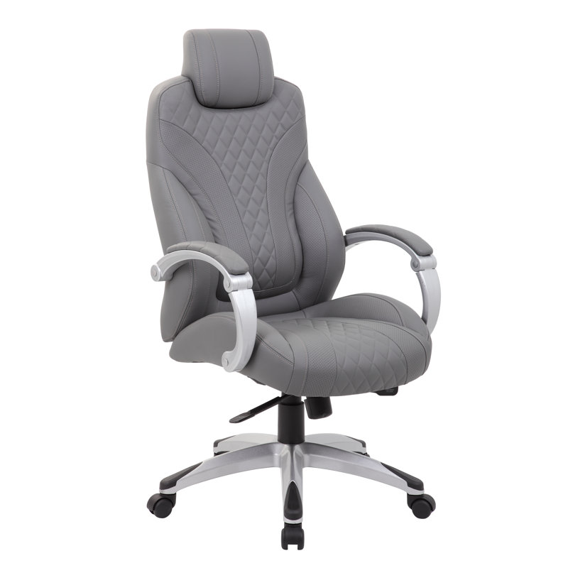 Vinyl Executive Chair, Gray, Silver