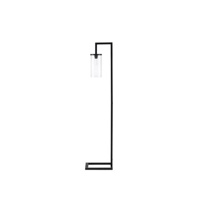 Lighting, H 68 po, lampe sur pied, métal noir, abat-jour en verre, contemporain