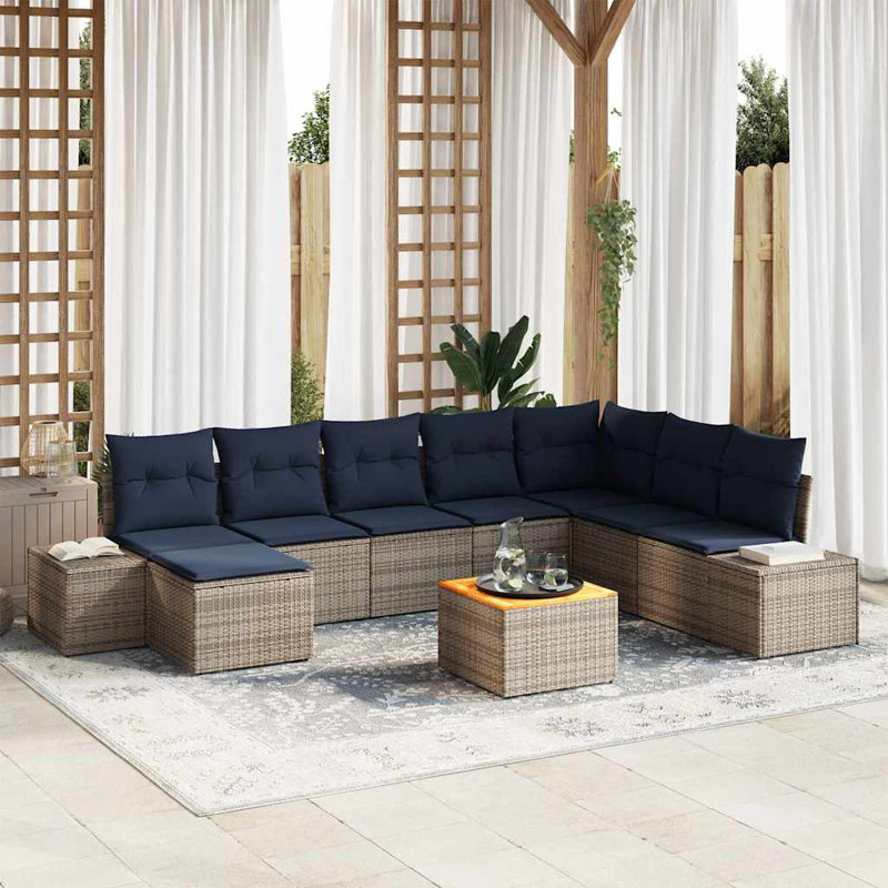 Ensemble de canapé de jardin avec coussin 9 pièces vidaXL