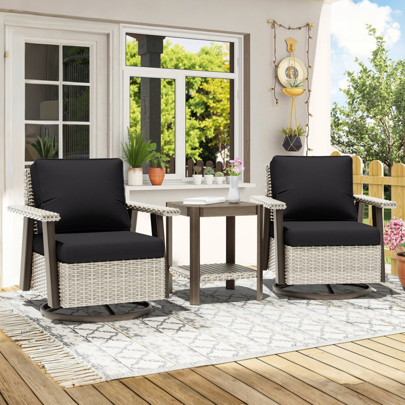 Ensemble de chaise de patio et de table Creal, 2, Noir
