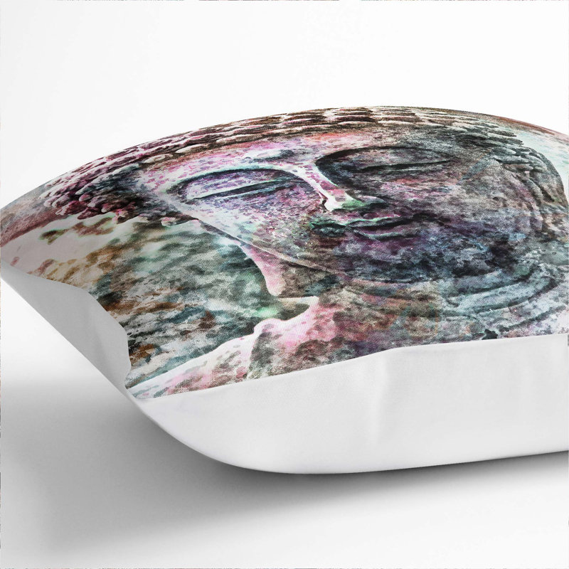 Peaceful Buddha Cushion with Filling, 55cm H x 55cm W x 20cm D, White