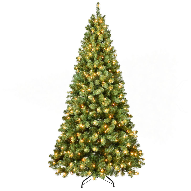 Arbre de Noël 7 pi en PVC pré-éclairé avec 400 lumières UL, 1072 pointes, fil de mémoire à dépliage automatique, assemblage facile avec support en métal stable - arbre de Noël artificiel complet