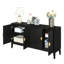 60" W Sideboard Cabinet With Adjustable Shelves And 4 Doors, Buffet Cabinet With Storage For Dinning Room, Kitchen And Living Room, Black