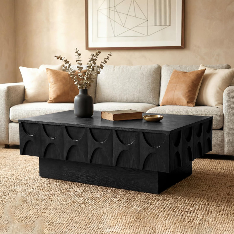 Table basse 38,59 "avec plateau coulissant Mid-Century, Noir