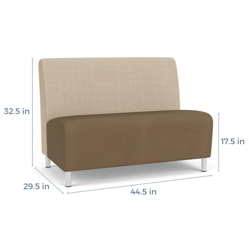 Causeuse sans accoudoirs Ravenna, Acier brossé, Chambray calcaire / Patriot Plus taupe
