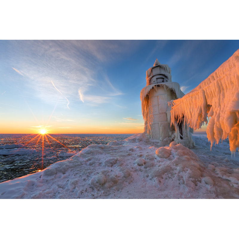 Sunset In St. Joseph Michigan Pier by Csterken - Wrapped Canvas Print, 30cm H x 46cm W x 3.8cm D