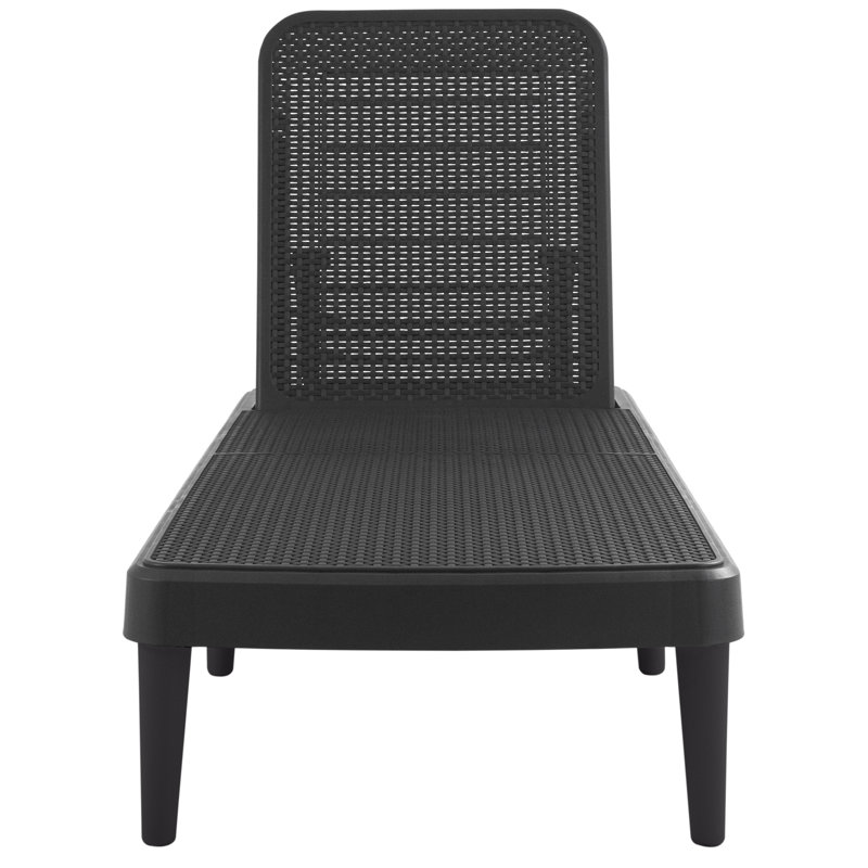 Luman All Weather Resin Chaise Lounge, Black