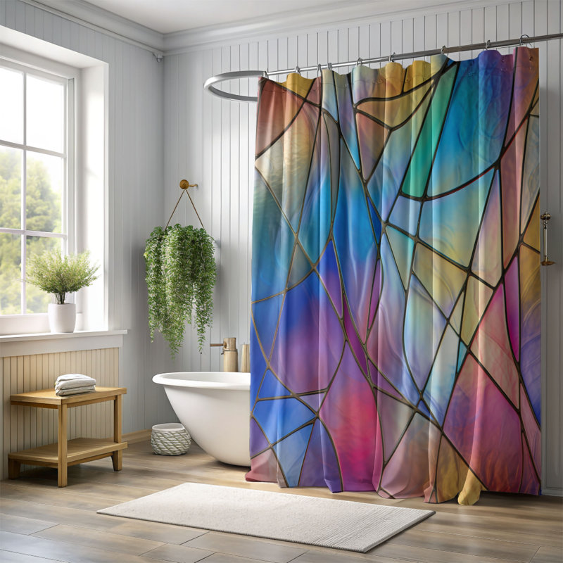Rideau de douche 1 pièce, H 74 po x l 71 po