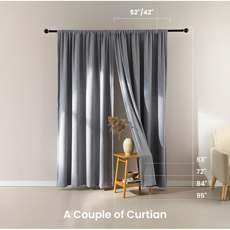  Blackout Magnetic Curtains(Set of 2), 52" W x 84" L, Medium Gray