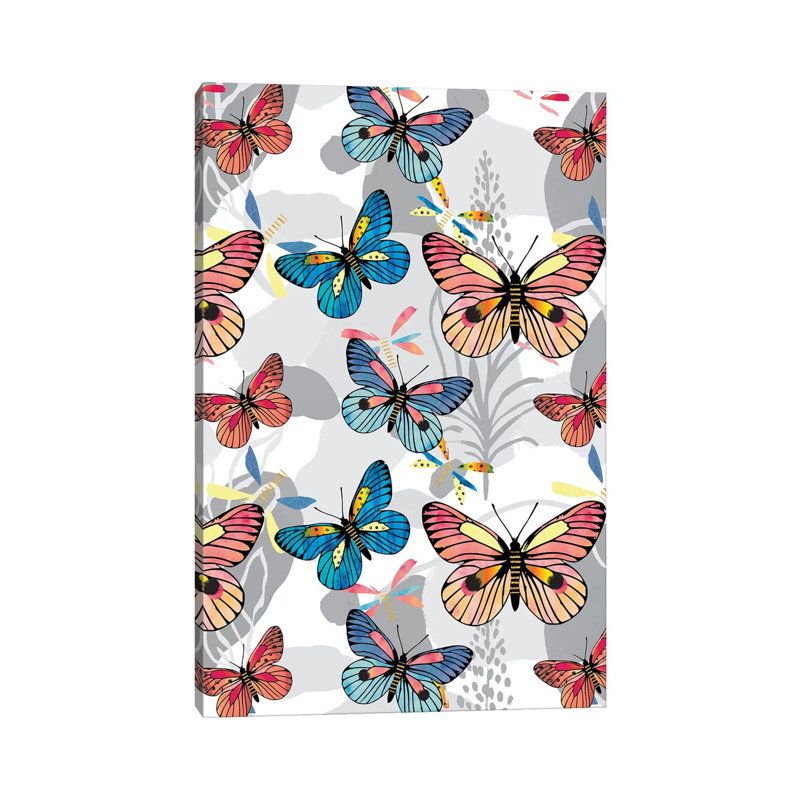 Pastel Butterflies 1 Piece Wrapped Canvas Painting, 20.32 cm H x 30.48 cm W