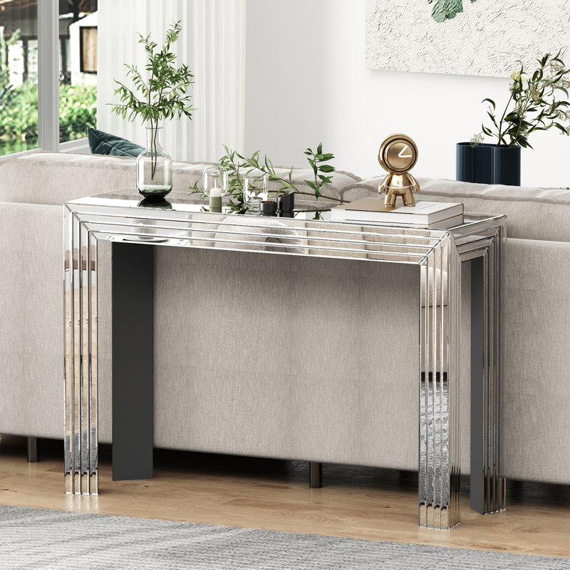 Mirrored Glass Console Table For Entryway Hallway Living Room Furniture