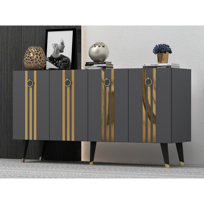 Jacobi 150cm Console Table, Grey/Gold