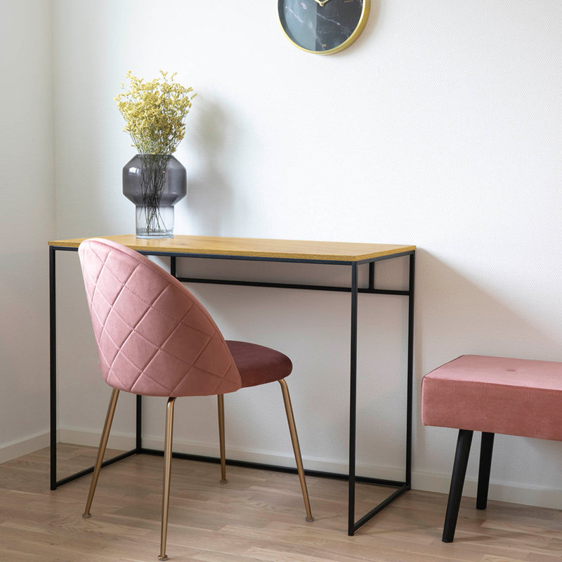 Kestwick Metal Base Writing Desk, Light Brown