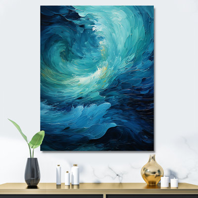 Turquoise bleu et blanc Serenity Swirl II - spirales abstraites, art mural