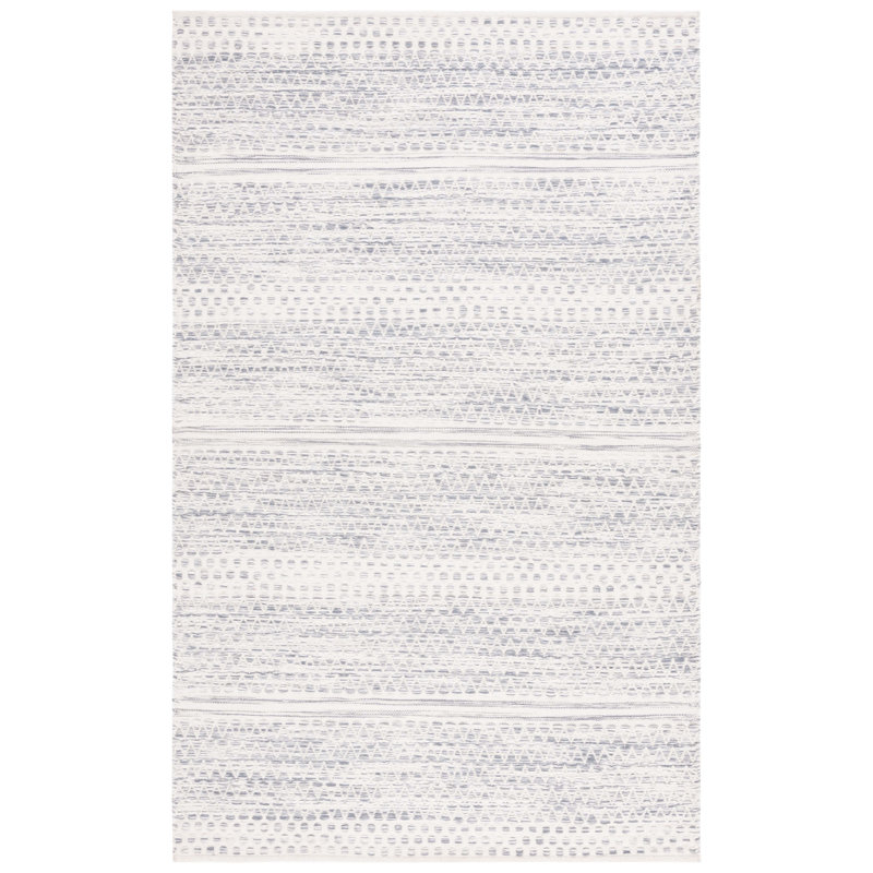 Kilim Hand Woven Wool/Cotton Geometric Rug in Ivory/Dark Gray, Rectangle 8' x 10'