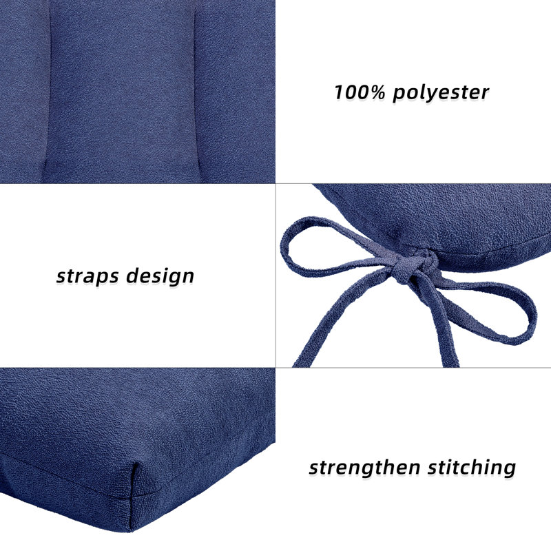 Ebern Designs 4 - Piece Seat Cushion, Navy Blue