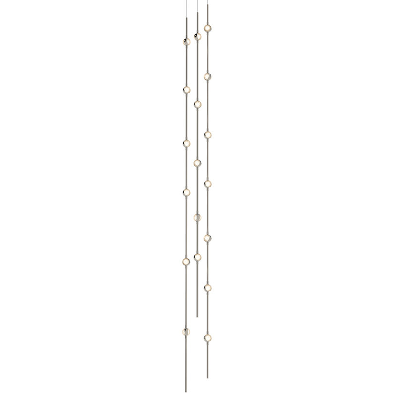 Andromeda Satin Nickel & Crystal LED Tall Pendant Light