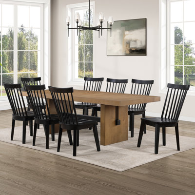 Ensemble de salle à manger extensible Aubrey avec chaises en bois massif
