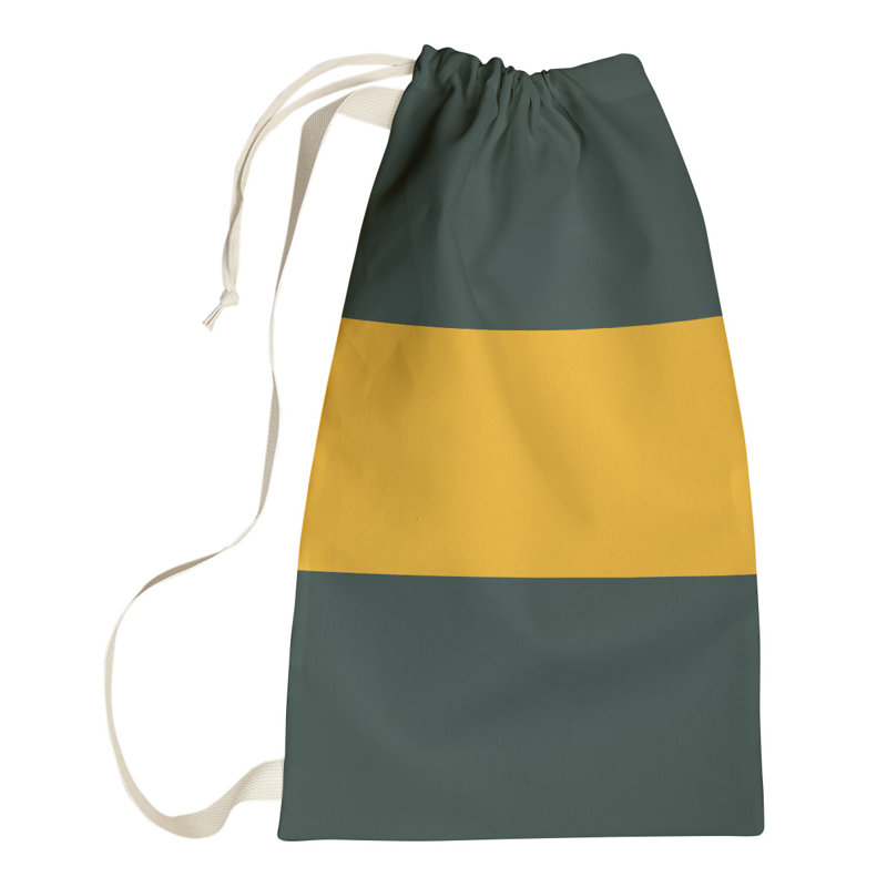 Utah Fabric Laundry Bag with Handles, Medium (36" H x 28" W), Green/Yellow