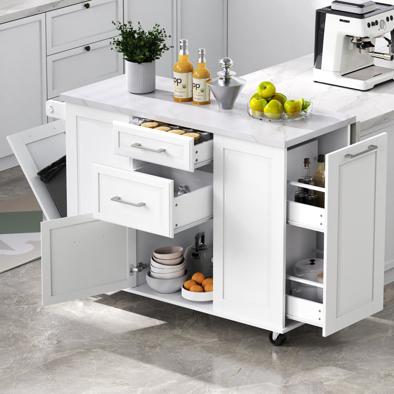 Îlot de cuisine 50,7 po Ardell, Blanc